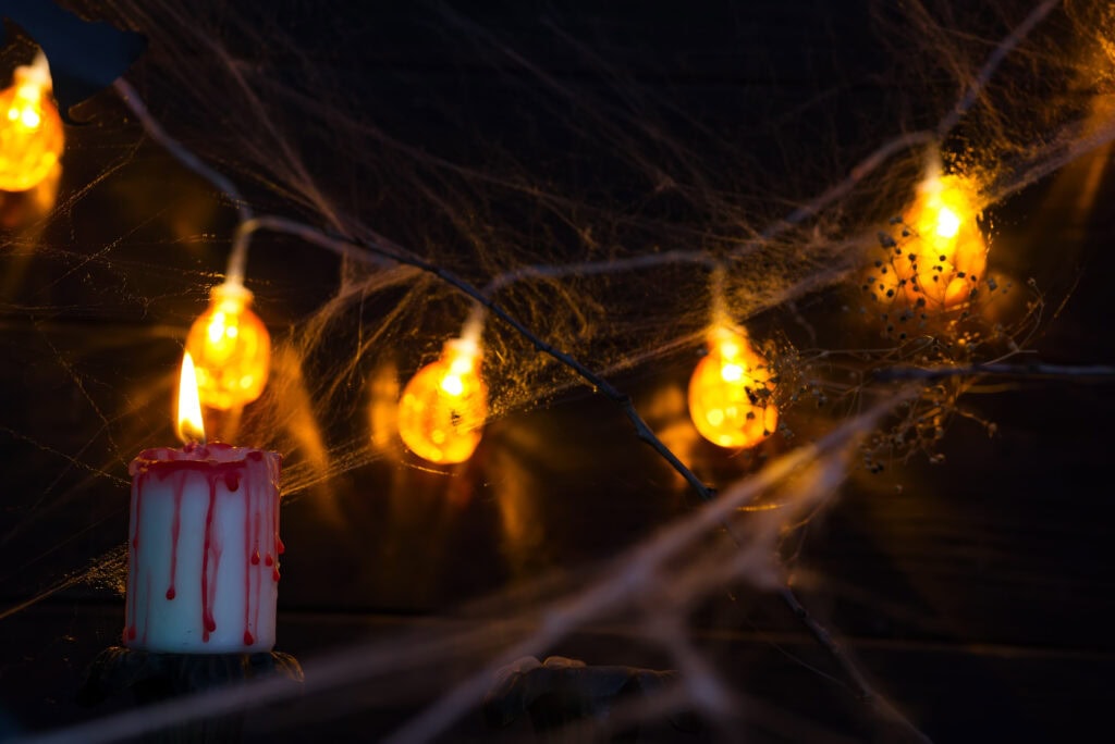 Halloween decor at night